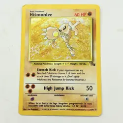 Pokemon TCG Hitmonlee Fossil 7/62 Unlimited Holo Rare Vtg 1999 Card - MP - Image 1