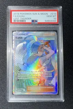 2018 Pokemon Sun & Moon Lost Thunder Kahili PSA 10 Card #210 - Image 2