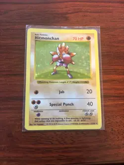 HItmonchan 7/102 Base Set Holo Rare Vintage 1999 Pokemon Card - Image 3