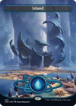 Island (487) (Borderless) (Galaxy Foil) -Foil Light Play MTG Unfinity - Image 1