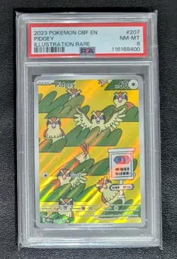 2023 Pokemon Obsidian Flames Pidgey 207/197 Illustration Rare PSA 8 NM-MT - Image 1