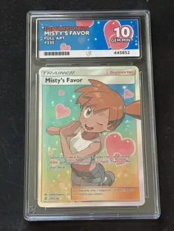 Pokemon Sun Moon Unified Minds Full Art Card Misty's Favor 235/236 Ace Grade 10 - Image 1