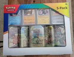 New And Sealed 3 Boxes Pokemon Cards 5 Mini Tins Set + 4 Promo Cards Box - Image 1