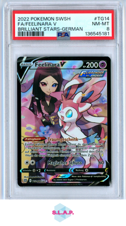 FEELINARA V POKEMON TG14 2022 BRILLIANT STARS FULL ART GERMAN PSA 8 - Image 1
