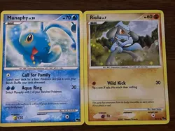 Pokemon TCG POP Series 6 2 Card Lot Holo Manaphy Riolu BOTH LP READ - Image 1