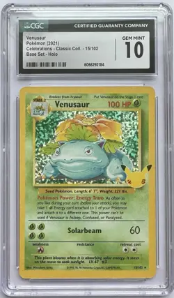 2021 POKEMON CELEBRATIONS CGC 10 GEM MINT VENUSAUR HOLO 15/102 - Image 1