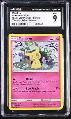 2019 CGC 9 Graded Pokemon Mimikyu Sm163 Team Up 1-pack Blister Black Star Promos - Image 1