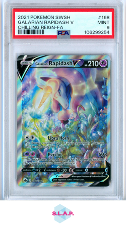 GALARIAN RAPIDASH V POKEMON 168/198 2021 CHILLING REIGN FULL ART EN PSA 9 - Image 1