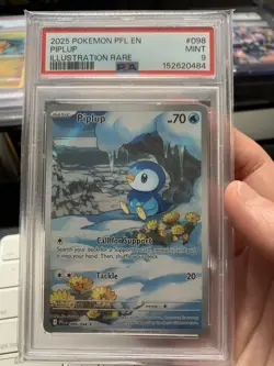 2025 POKEMON PFL EN-PHANTASMAL FLAMES ILLUSTRATION RARE #098 PIPLUP PSA 9 - Image 1