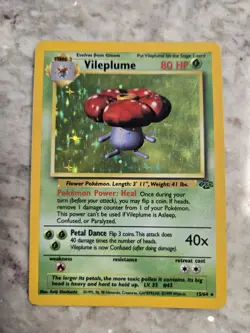 Vileplume Jungle 15/64 Holo Unlimited Holo Rare LP Pokemon TCG Vintage - Image 1