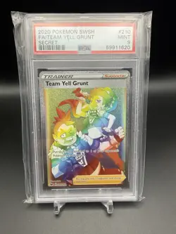 POKEMON TEAM YELL GRUNT 210/202 SWSH01 SECRET RARE HOLO PSA 9 - Image 1