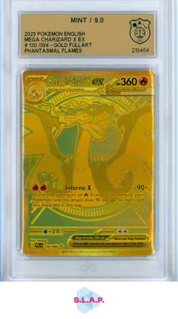 MEGA CHARIZARD X EX POKEMON 2025 130/094 GOLD F/A PHANTASMAL FLAMES ENG HOLO 9 - Image 1