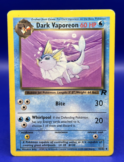 2000 Pokemon Dark Vaporeon 45/82 Team Rocket Non Holo MP - Image 1