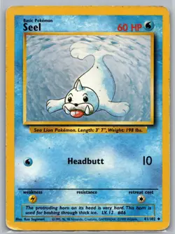 Seel 41/102 UC Base Set Unlimited HP Pokemon - Image 1