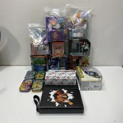 Mixed Pokemon TCG Empty Tins, Accessories, and Collectibles Bundle - Image 1