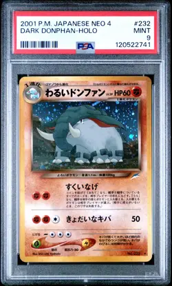 2001 Pokemon P.M. Japanese Neo 4 Destiny DARK DONPHAN Holo #232 PSA 9 MINT Rare! - Image 1