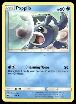 Popplio 64/214 Lost Thunder Pokemon TCG trading card - Image 1