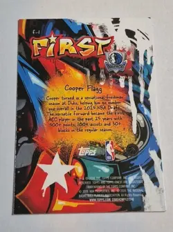 2025 Topps Finest Cooper Flagg Rookie Card First Insert Dallas Mavericks - Image 2
