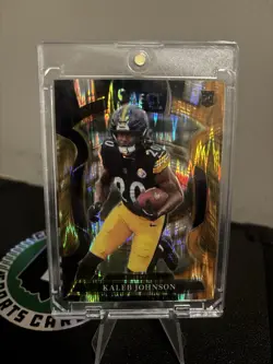 2025 Panini Select Black and Yellow Shock Kaleb Johnson (RC) Pittsburgh Steelers - Image 1