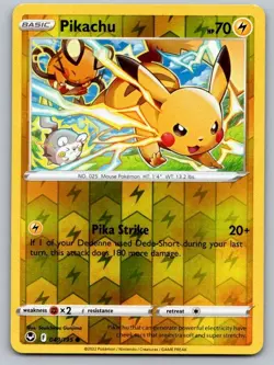 Pikachu 049/195 Common Silver Tempest Pokemon Reverse Holo Near Mint - Image 1