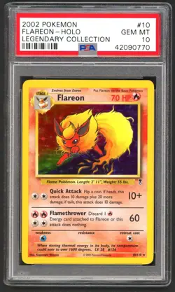 Pokemon Cards - PSA 10 Flareon 10/110 - Legendary Collection Holo - GEM MT - Image 1