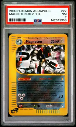 2003 POKEMON AQUAPOLIS #22 MAGNETON-REVERSE FOIL PSA 7 - Image 1