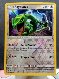 Pokemon TCG: Rayquaza #106/145 SM Guardians Rising Reverse Holo Rare - Image 1