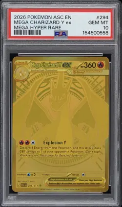 2026 POKEMON ASC EN-ASCENDED HEROES MEGA HYPER RARE MEGA CHARIZARD Y EX PSA 10 - Image 1