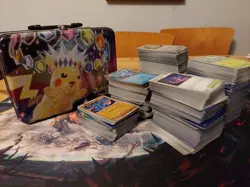 Pokemon Cards Bulk Job lot 60+ Holos, 140+ Reverse Holos Pikachu lunch box - Image 1