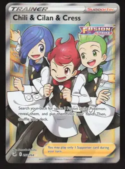 2021 SWSH08 FUSION STRIKE CHILI & CILAN & CRESS 258/264 ULTRA RARE FULL ART - Image 1