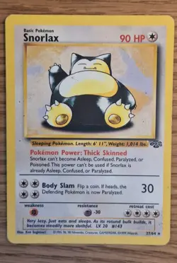 Snorlax 27/64 Jungle Set Rare Non-Holo Vintage WOTC Pokemon Card 1999 - Image 1