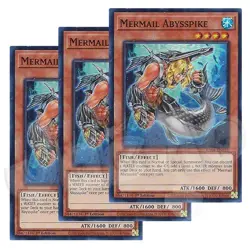 Yugioh Mermail Abysspike x 3 - 1st Edition Super Rare NM - Free Holo Card - Image 1