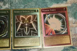 Yugioh Custom Gold Foil Cards Oricas Polymerization MST Mirror Force Swords Set - Image 3