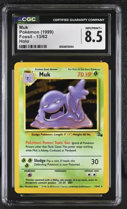 CGC 8.5 Muk 1999 Fossil 13/62 Holo Pokemon Card psa - Image 1