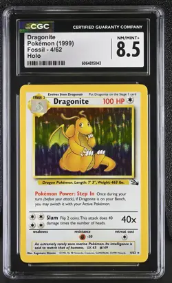 CGC 8.5 Dragonite 1999 Fossil 4/62 Holo Pokemon Card - Image 1