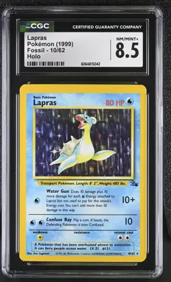 CGC 8.5 Lapras 1999 Fossil 10/62 Holo Pokemon Card - Image 1