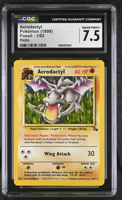 CGC 7.5 Aerodactyl 1999 Fossil 1/62 Holo Pokemon Card - Image 1
