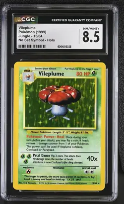 CGC 8.5 Vileplume 1999 Jungle 15/64 No Set Symbol Holo Pokemon Card - Image 1