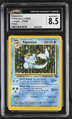CGC 8.5 Vaporeon 1999 Jungle 12/64 Holo Pokemon Card psa - Image 1