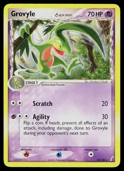 Pokemon Card Crystal Guardians Grovyle 19/100 Rare - Image 1