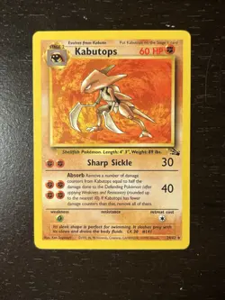 Kabutops - 24/62 - Pokemon Fossil Unlimited Rare Card WOTC MP - Image 1