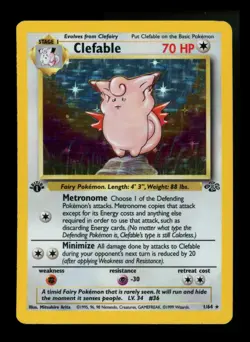 1st Edition Clefable 1/64 Jungle 1999 Holo Rare WOTC Pokemon Card TCG - Image 1