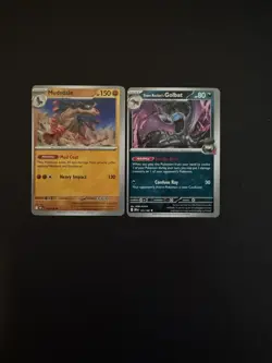 Pokemon TCG 2-card connected miscut from Destined Rival set, Golbat and Mudsdale - Image 1