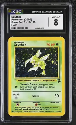 CGC 8 Scyther 2000 Base Set 2 17/130 Holo Pokemon Card psa - Image 1