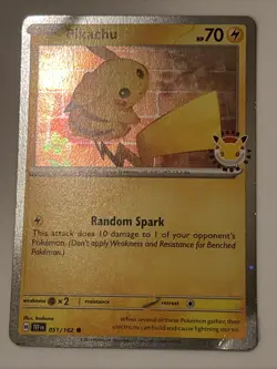 Pikachu (Pokemon Day 2026) 051/162 Cosmos Holo With 3 Swirls CREASED Card - Image 2
