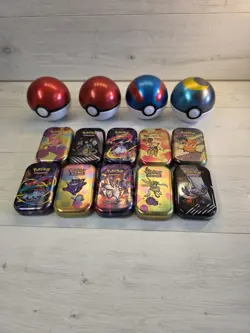 Pokemon TCG - 4x Pokeball Tins + 10 x Pokemon Card Tins *All Empty* - Image 1