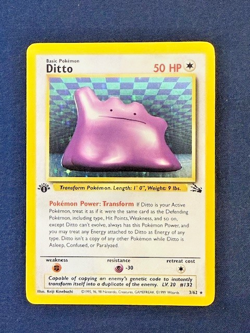 Ditto 3/62 1st Edition Holo Fossil Pokemon Card Vintage HP - Image 1