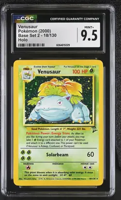 CGC 9.5 MINT+ Venusaur 2000 Base Set 2 18/130 Holo Pokemon Card - Image 1