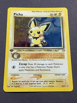 Pokemon Pichu 1st Edition Holo Rare Neo Genesis 12/111 Nintendo 2000 Card - Image 1