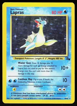 Lapras 10/62 Holo Rare Fossil Pokemon Unlimited Holo MP - Image 1